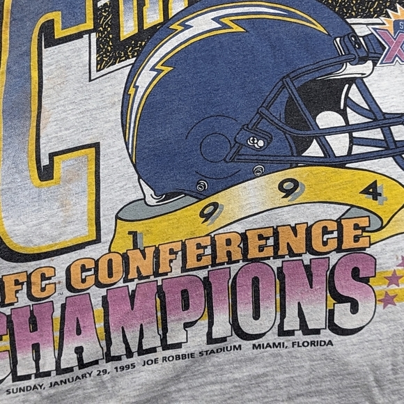 Vintage NFL San Diego Chargers 1994 AFC Conference Championship T Shirt - Picture 3 of 12